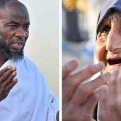 أمسكت طرف بزيه.. مشهد لكفيفة ورجل أمن يخطف القلوب