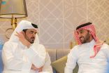 سمو وزير الرياضة يحتفي بقيادات كرة القدم العالمية في البيت السعودي بالدوحة